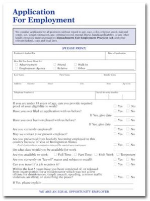 Application For Employment (Ma)