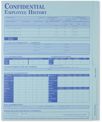 Employee History Folder Blue