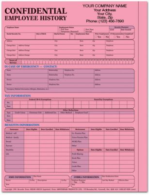 Employee History Folder Pink Impr