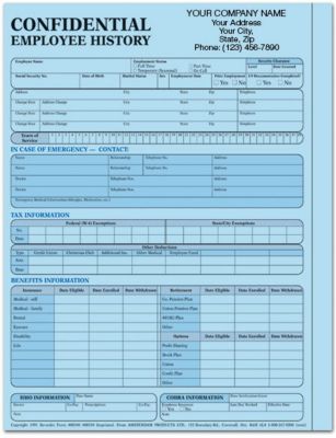 Employee History Folder Blue Impr