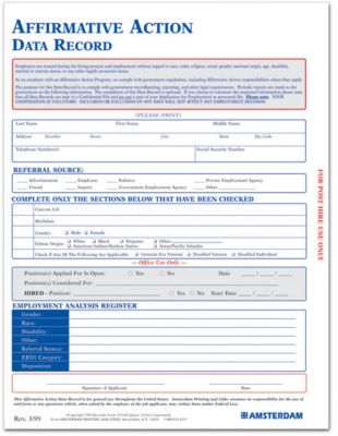 Affirmative Action Data Record