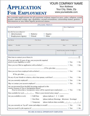 Employment Application (Felony)-Imp