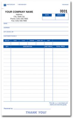 Sales Form Register Slip 3Pt