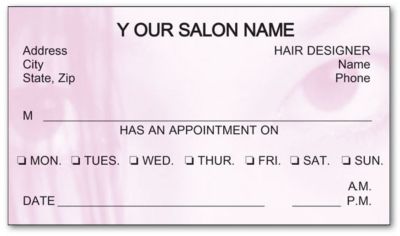 Beauty Appointment Cards