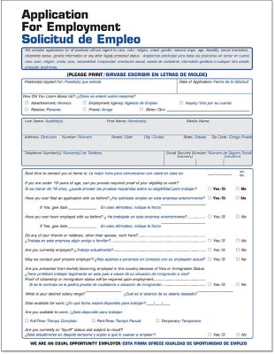 Employment Application Bilingual