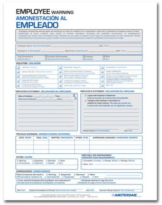 Employee Warning Report Bilingual