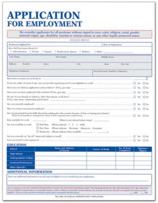 Employment Application Short Felony