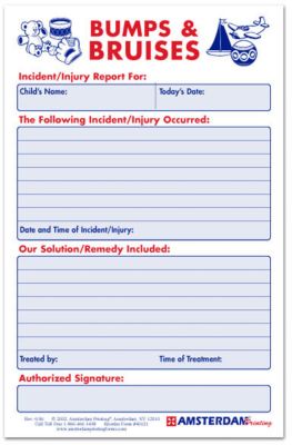 Bumps And Bruises Daycare Form