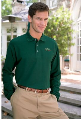 Long Sleeve Double Knit Pique Polo