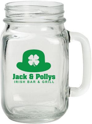 Mason Jar Glass Mug 16 Oz.