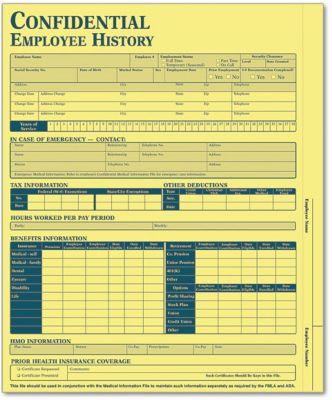 Employee History Folder - Yellow