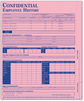 Employee History Folder - Pink