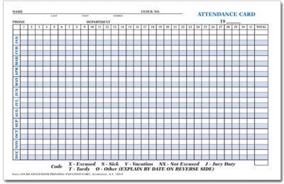 Attendance Cards