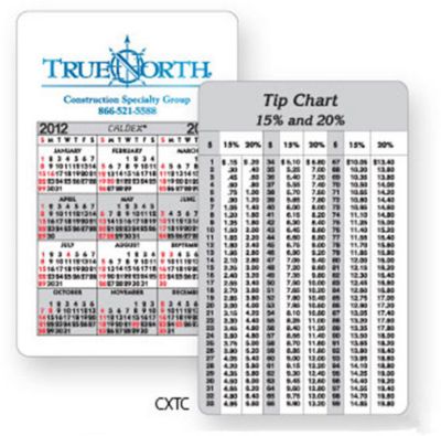 Calendar Card/Tip Chart