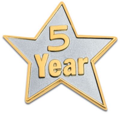 5 Year Star Lapel Pin