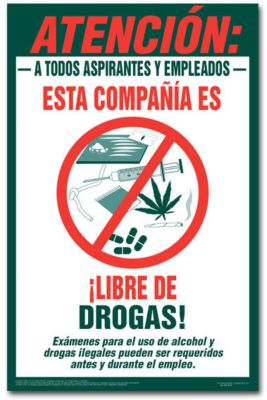 Drug Free Workplace Poster-Spanish