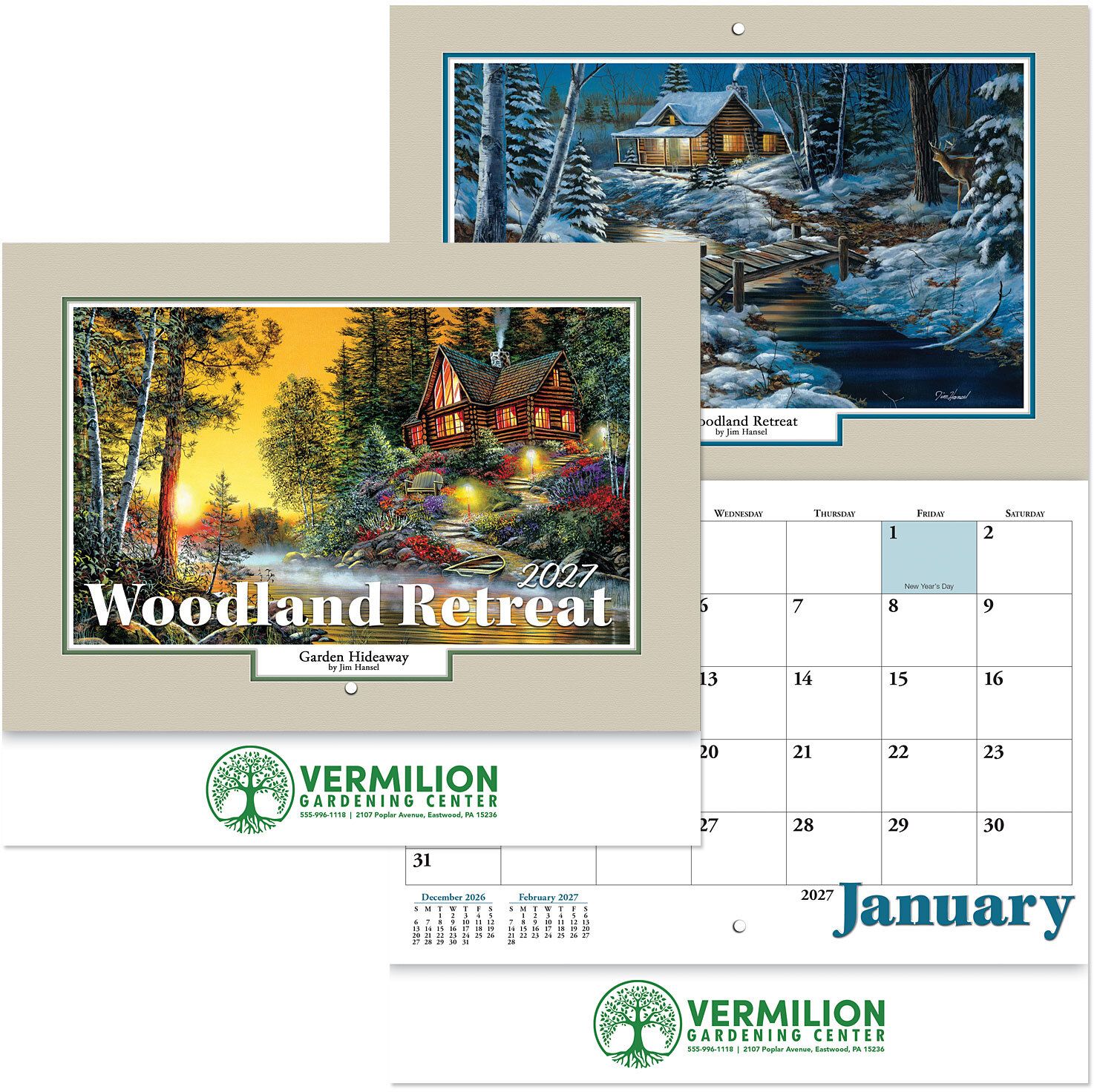 WOODLAND STAPLED WALL CALENDAR 12