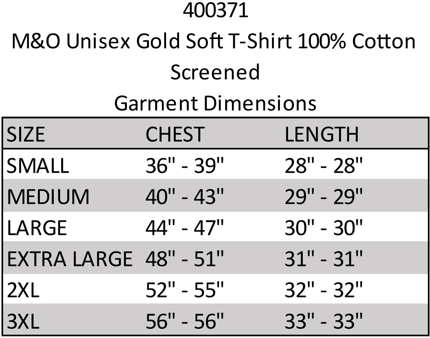 M&O UNISEX GOLD SOFT T-SHIRT 100% COTTON SCREENED 10