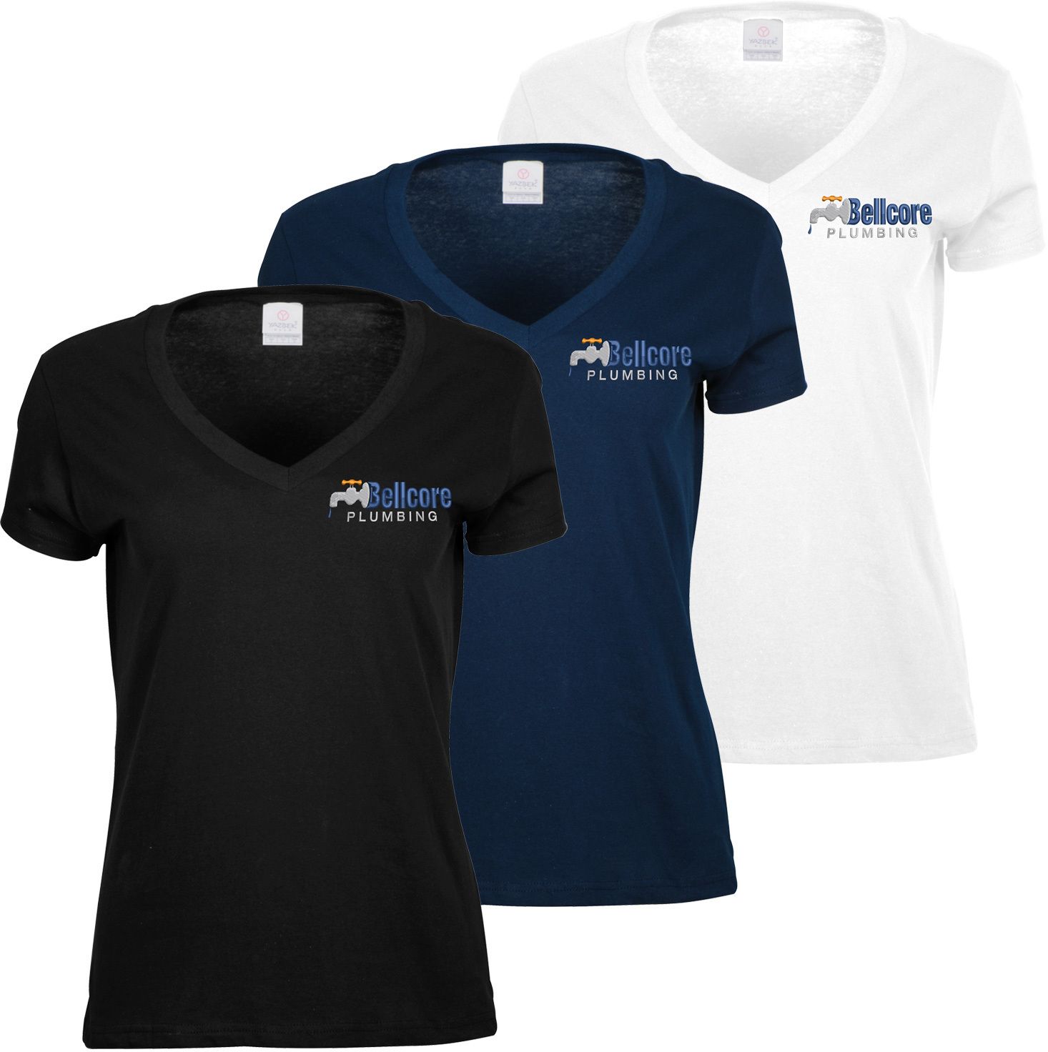 LADIES V-NECK T-SHIRT EMBROIDERED 6