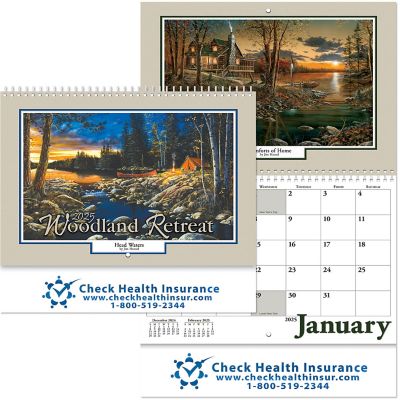 Promotional Wall Calendars: Woodland Retreat Spiral Wall Calendar Foil Imprint
