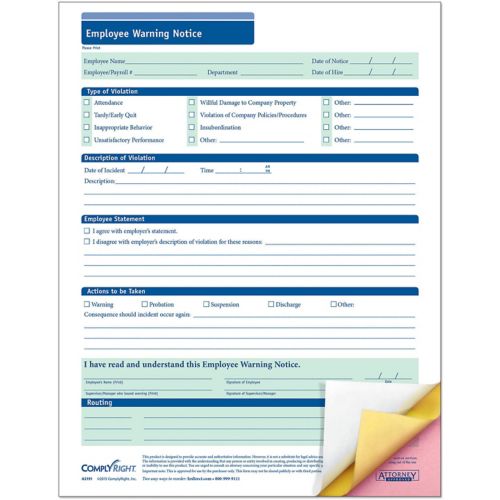Employee Warning-3 Part Carbonless (Packs) 50/Pack