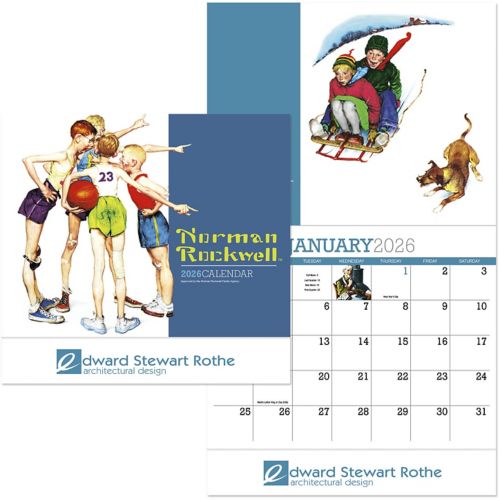 Norman Rockwell Stapled Wall Calendar