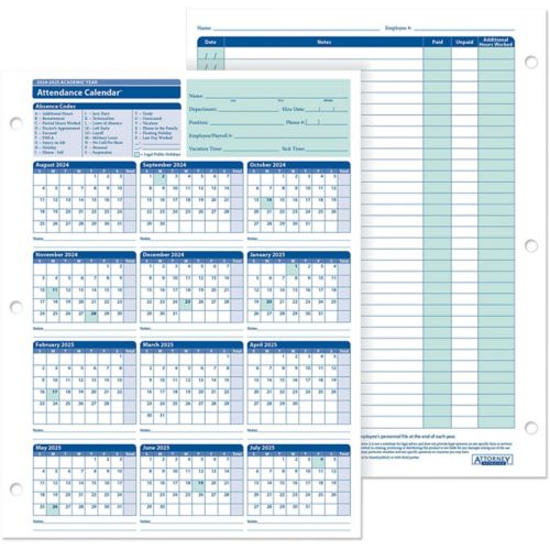2025 Academic Attendance Recorder (Packs) 25/Pack
