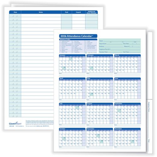 2026 Attendance Folder Plain (Packs) 25 Per Pack