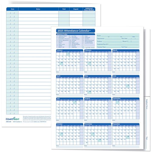 2025 Attendance Folder Plain (Packs) 25 Per Pack