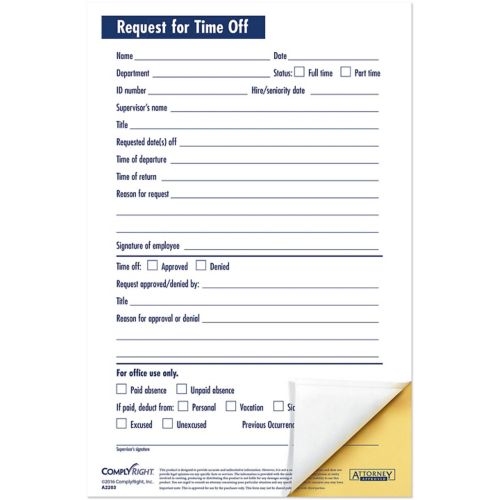 Vacation/Time Out 2Part (Pack) 50 Per Pack