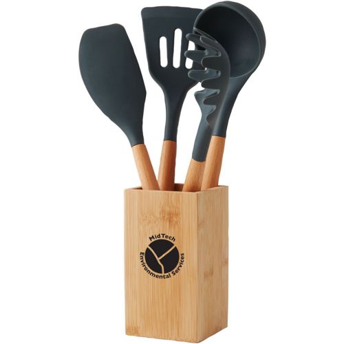 5-Piece Bamboo & Silicone Utensil Set