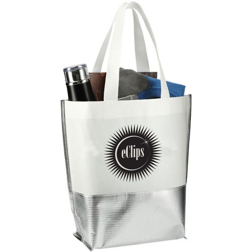 Large Laminated Metallic Bottom Tote