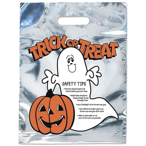 Silver Reflective Ghost Trick Or Treat Bag