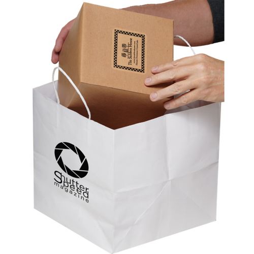 White Kraft Twisted Paper Handle Take Out Bag