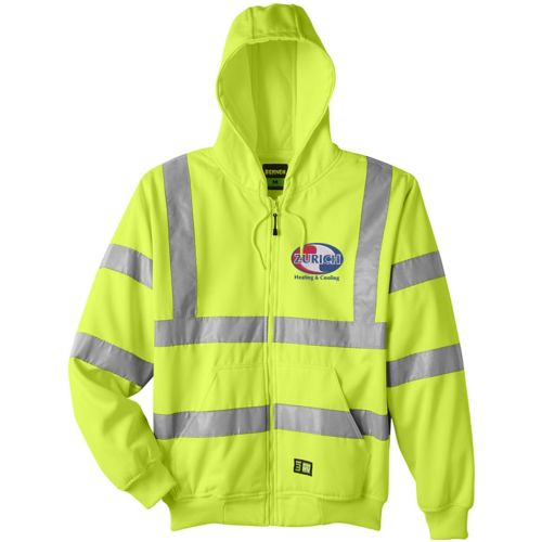 Berne Mens Hi-Vis Class 3 Lined Hooded Sweatshirt