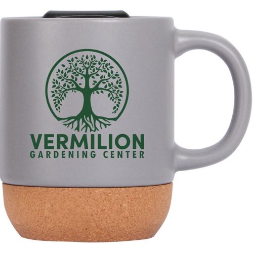 Cork Bottom Ceramic Mug With Lid 13 oz