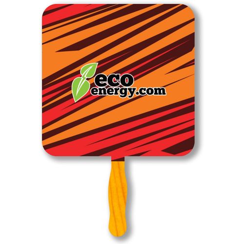 Square Glued Hand Fan With Four Color Process Impr