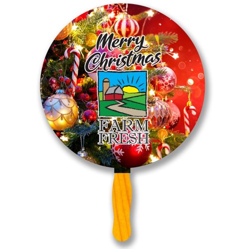 Round Glued Hand Fan With Four Color Process Impri