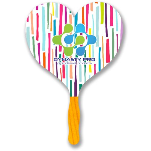 Heart Glued Hand Fan With Four Color Process Impri