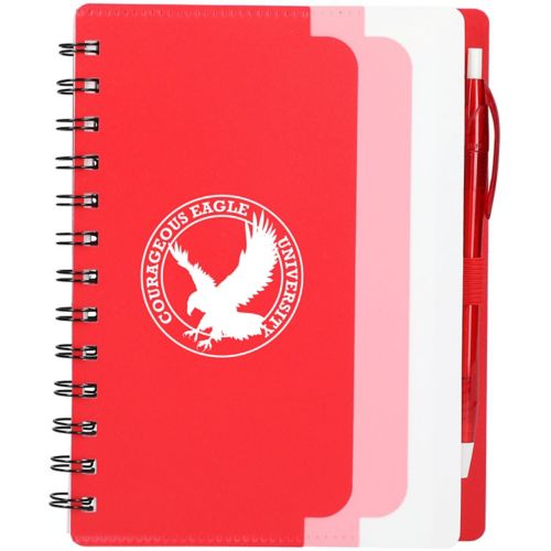 5" x 7" Recycled Dual Pocket Spiral Notebook W Pen