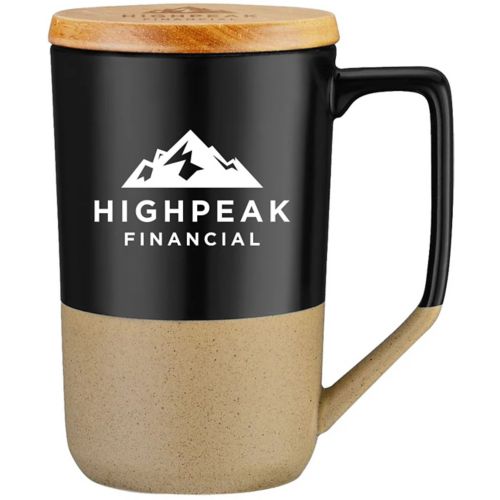 Two Tone Ceramic Mug With Lid 15 oz