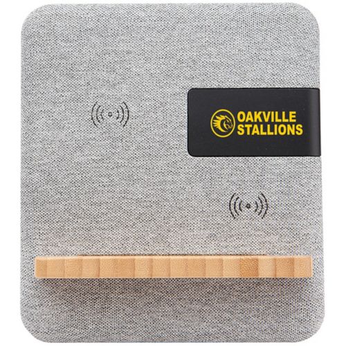 Fabric & Bamboo Wireless Charger With Clock