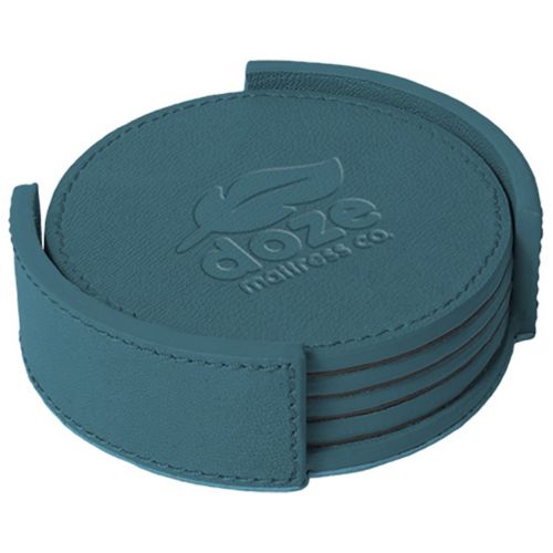 W&R Genuine Leather Coaster Set With Holder