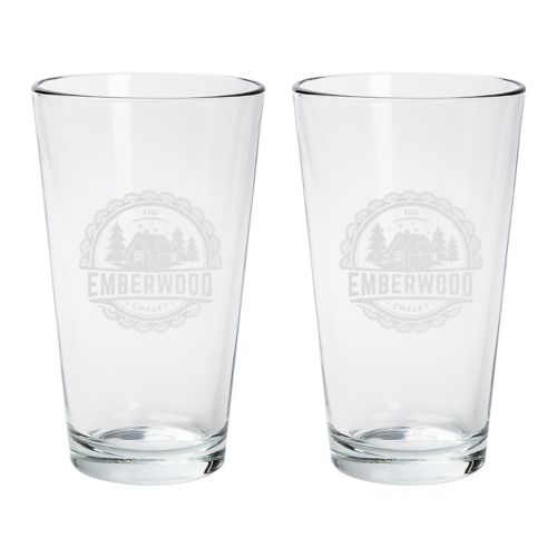 2 Pc Etched Pint Glass 16 oz