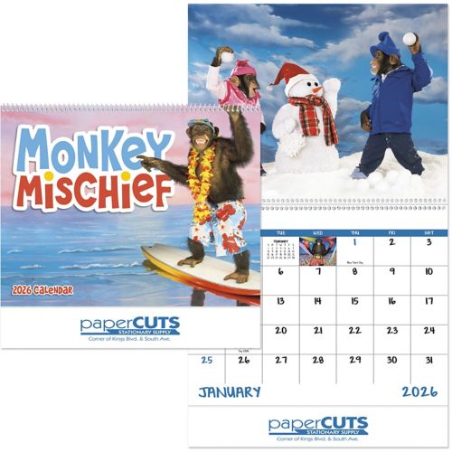 Monkey Mischief Spiral Wall Calendar