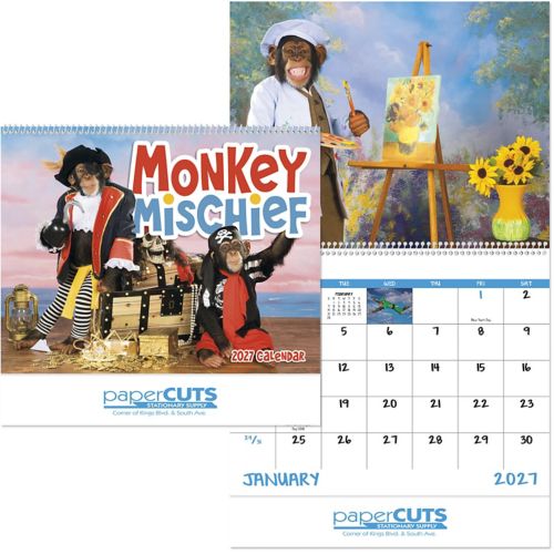 Monkey Mischief Spiral Wall Calendar