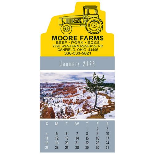 Farm Tractor Die-Cut Scenic Stick Up Calendar