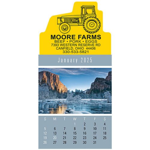 Farm Tractor Die-Cut Scenic Stick Up Calendar