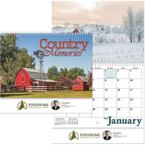 Full Color Country Memories Spiral Wall Calendar