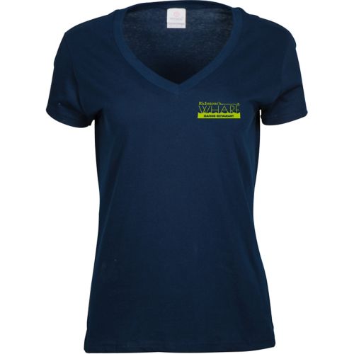 Screen Printed Ladies 100% Cotton V-Neck T-Shirt